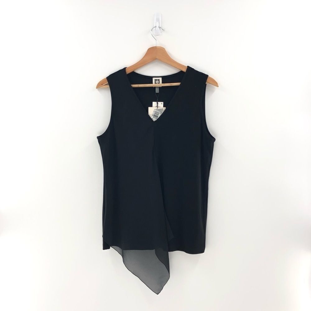 Anne Klein Overlay Tank Top Anne Black Small - Picture 2 of 8